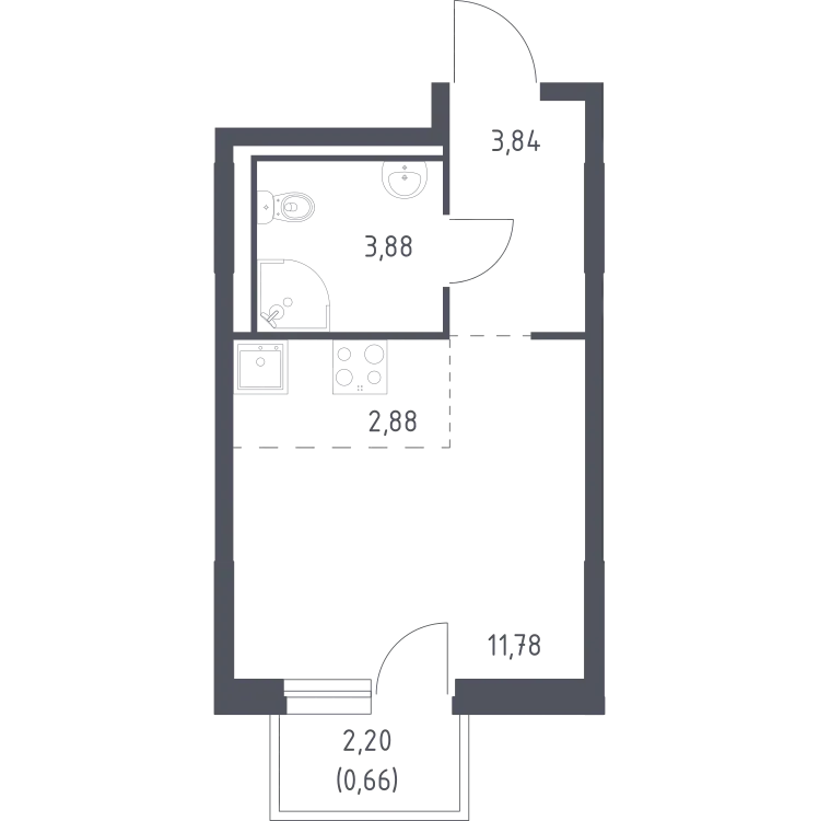 Продается студия, 23 м² - Фото 1