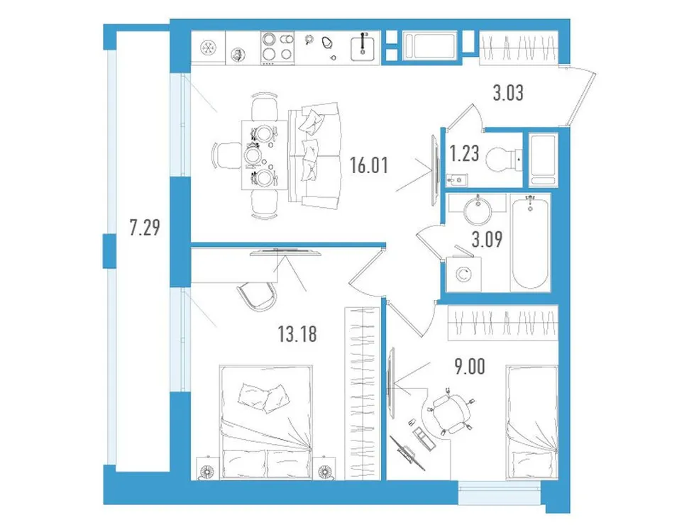 Продается 2-комнатная квартира, 47,7 м² - Фото 1