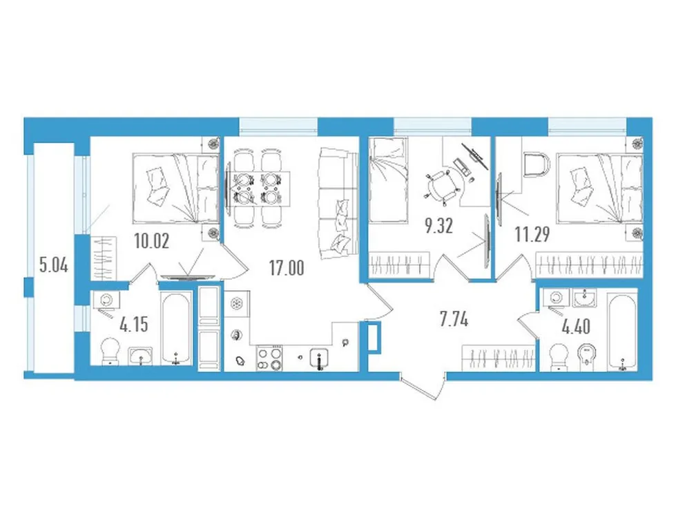 Продается 3-комнатная квартира, 65,4 м² - Фото 1