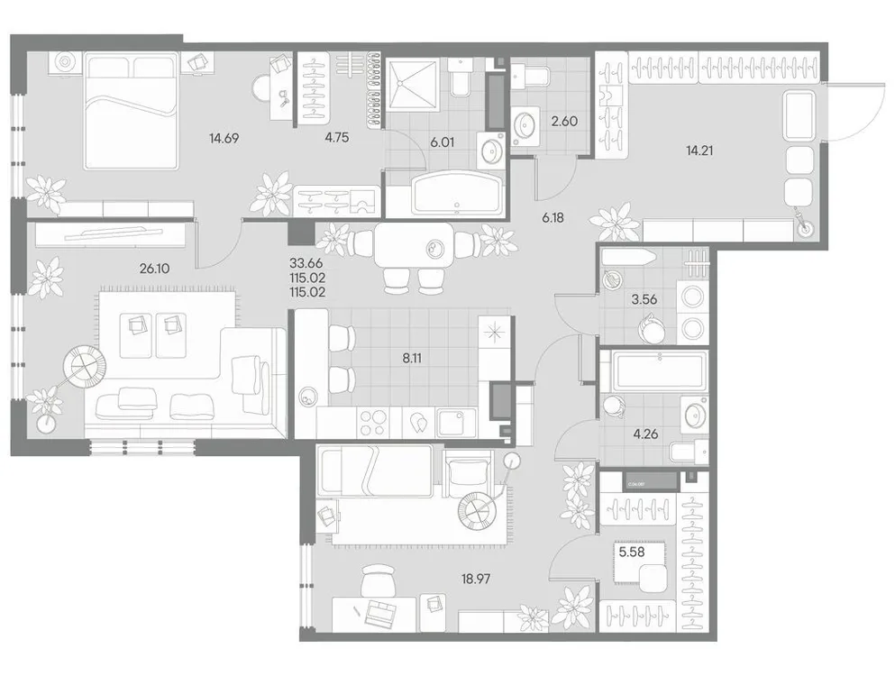 Продается 2-комнатная квартира, 112,7 м² - Фото 1