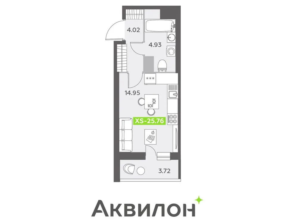 Продается студия, 26,3 м² - Фото 1