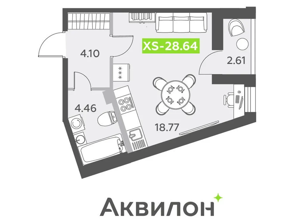 Продается студия, 28,8 м² - Фото 1
