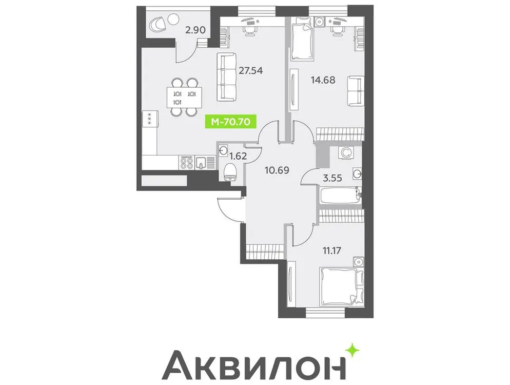 Продается 3-комнатная квартира, 70,4 м² - Фото 1