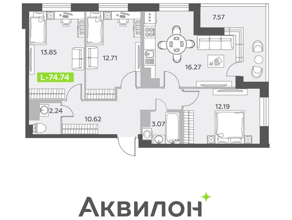 Продается 4-комнатная квартира, 75,7 м² - Фото 1