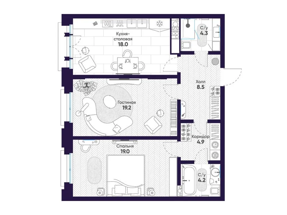 Продается 2-комнатная квартира, 78,1 м² - Фото 1