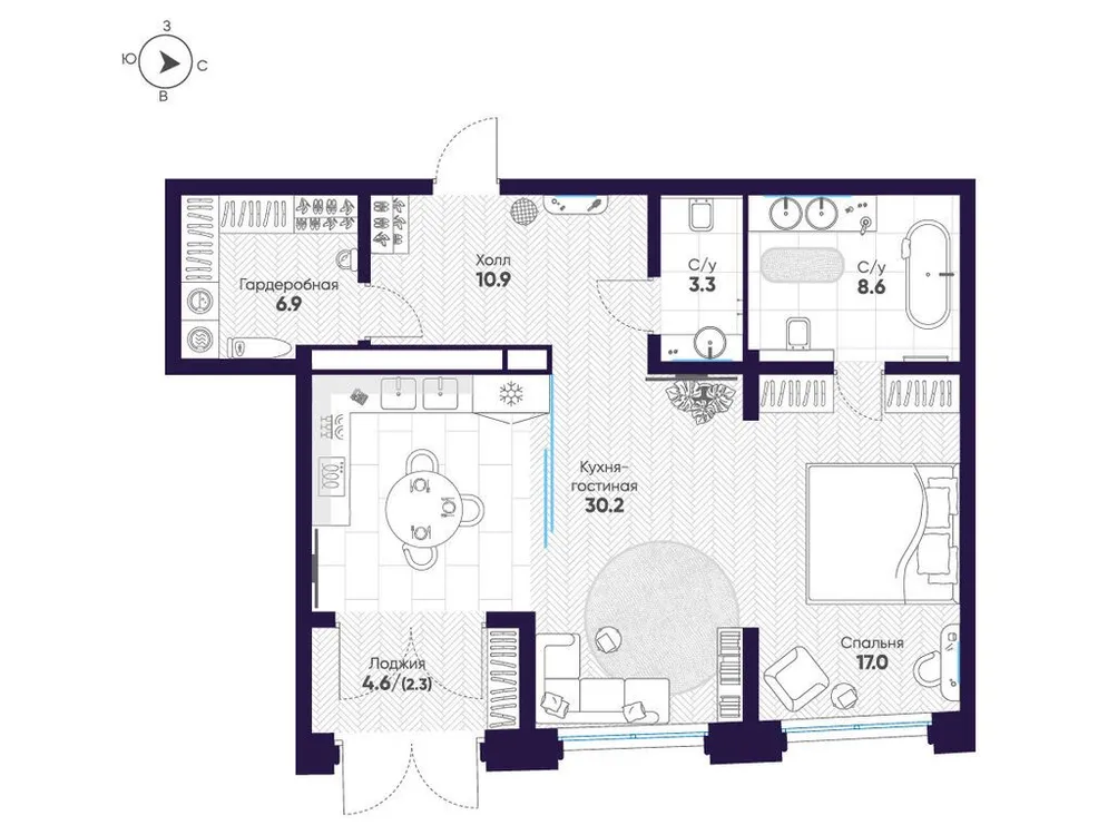 Продается 1-комнатная квартира, 79,2 м² - Фото 1