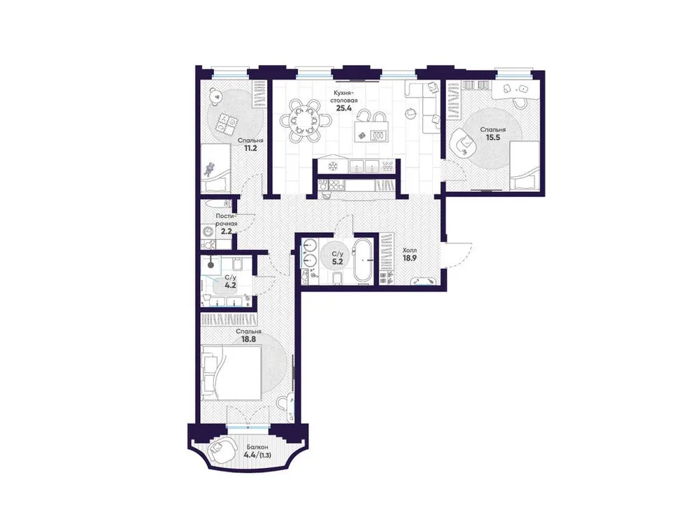Продается 3-комнатная квартира, 102,7 м² - Фото 1