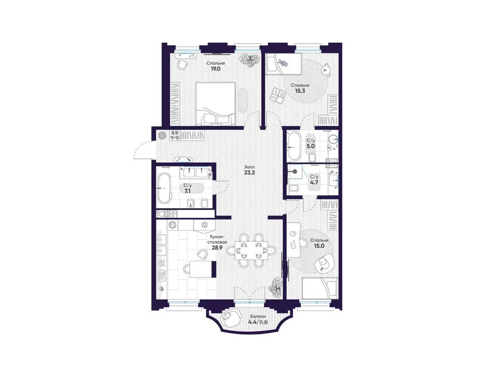 Продается 3-комнатная квартира, 119,5 м² - Фото 1
