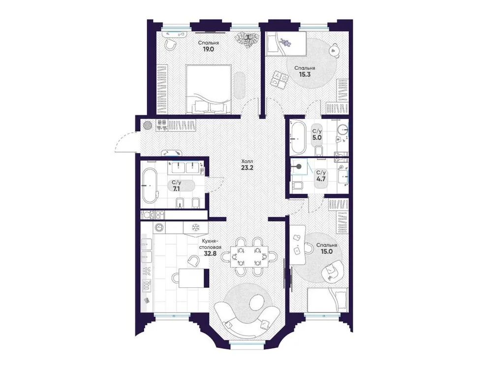 Продается 3-комнатная квартира, 122,1 м² - Фото 1
