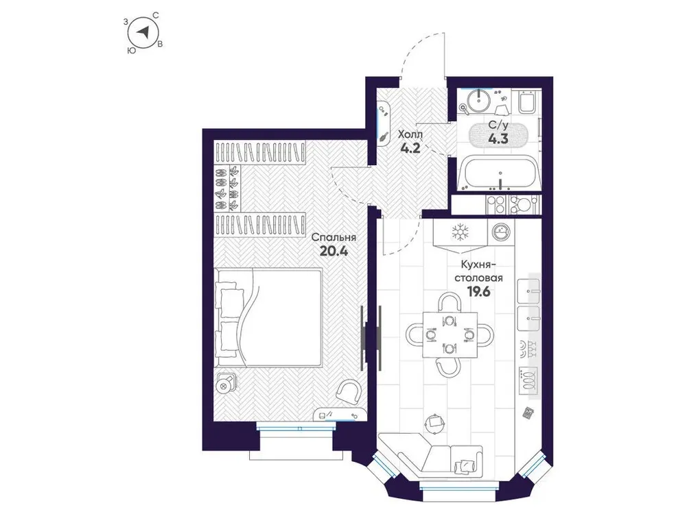 Продается 1-комнатная квартира, 48,5 м² - Фото 1