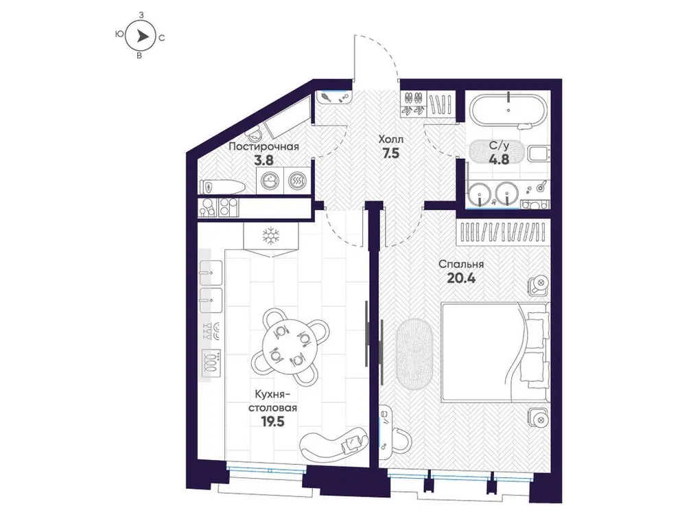 Продается 1-комнатная квартира, 56 м² - Фото 1