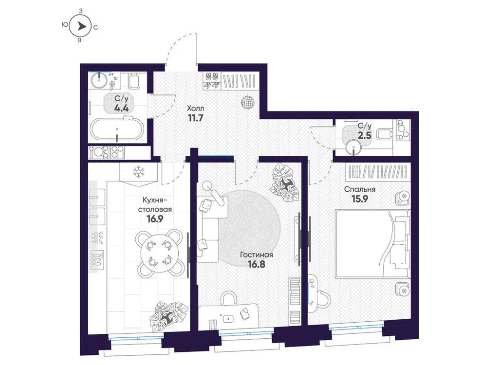 Продается 2-комнатная квартира, 68,2 м² - Фото 1