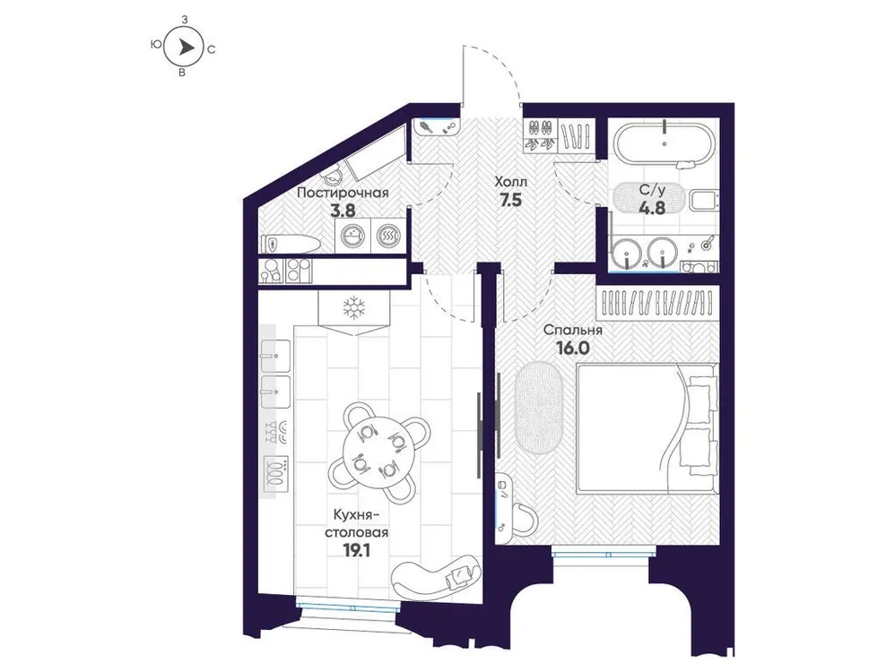 Продается 1-комнатная квартира, 51,2 м² - Фото 1