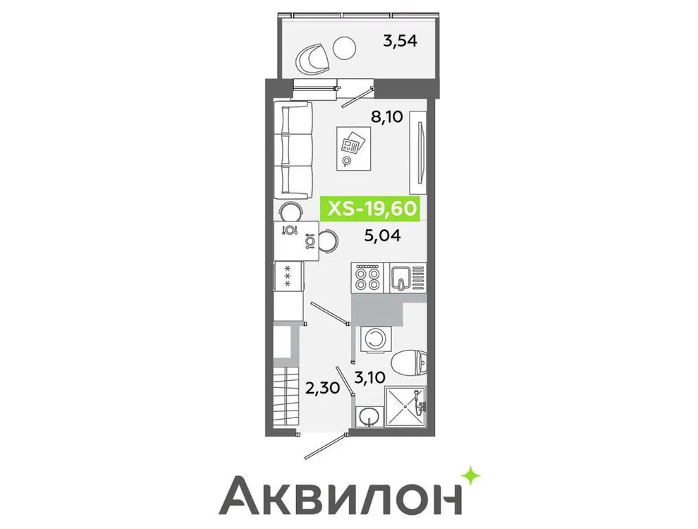 Продается студия, 19,6 м² - Фото 1