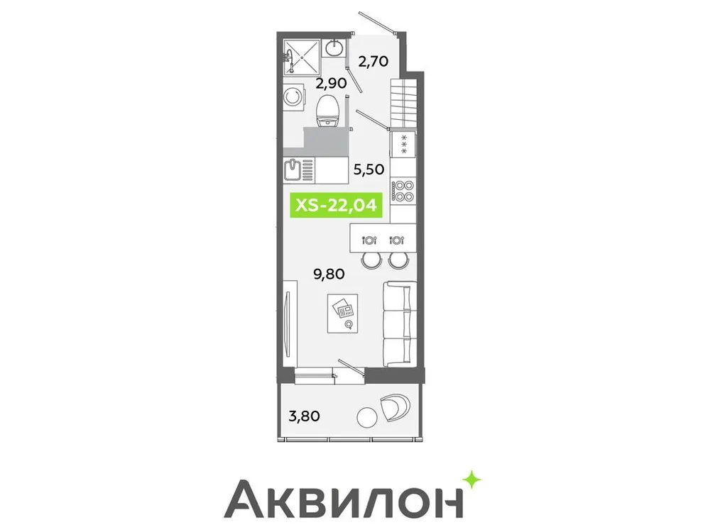 Продается студия, 22 м² - Фото 1