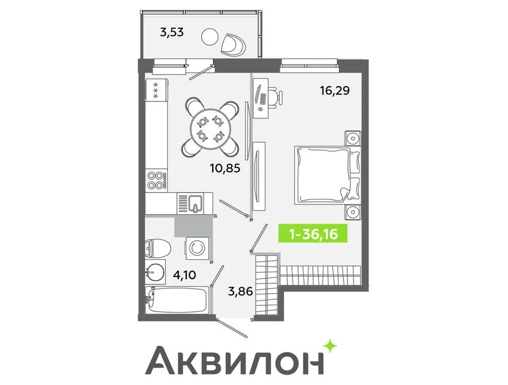 Продается 1-комнатная квартира, 36,2 м² - Фото 1