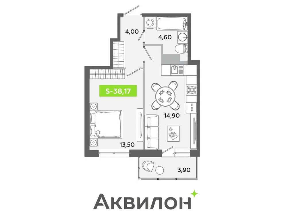 Продается 2-комнатная квартира, 38,2 м² - Фото 1