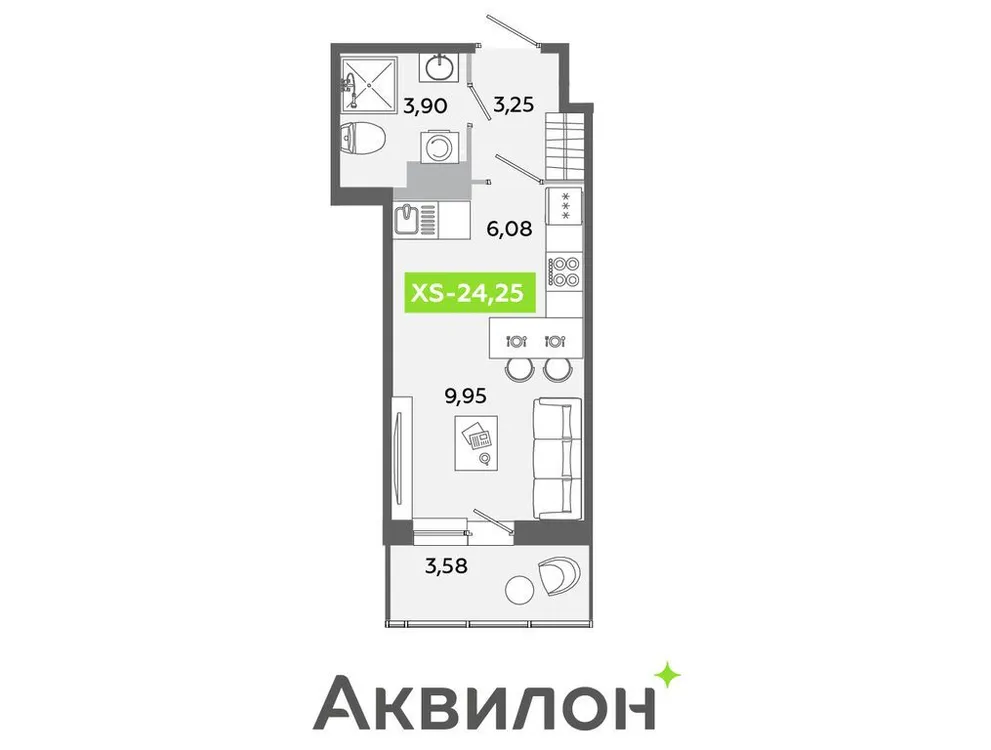 Продается студия, 24,3 м² - Фото 1