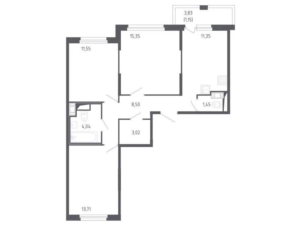 Продается 3-комнатная квартира, 68,3 м² - Фото 2