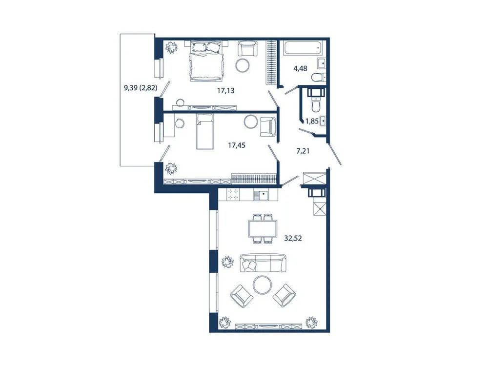 Продается 2-комнатная квартира, 83,5 м² - Фото 1