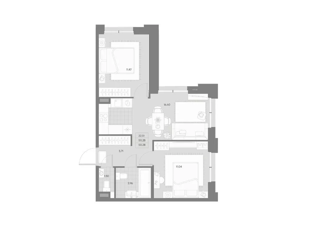Продается 2-комнатная квартира, 50,3 м² - Фото 1