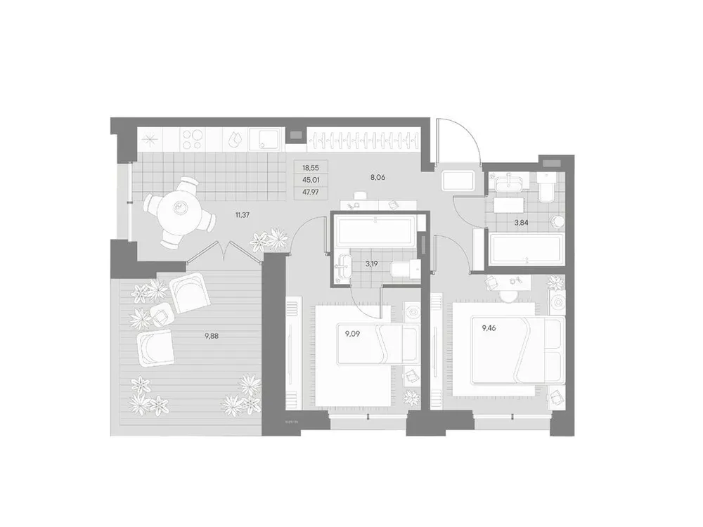 Продается 2-комнатная квартира, 48 м² - Фото 1
