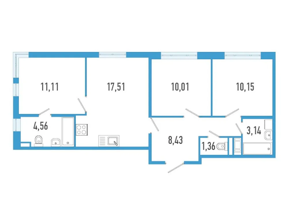 Продается 3-комнатная квартира, 66,3 м² - Фото 1