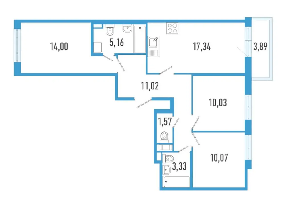 Продается 3-комнатная квартира, 73,7 м² - Фото 1