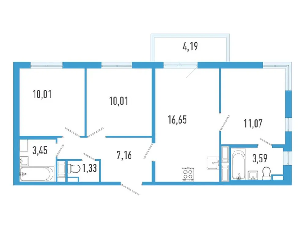 Продается 3-комнатная квартира, 64,5 м² - Фото 1