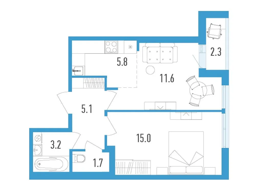 Продается 2-комнатная квартира, 43,6 м² - Фото 1