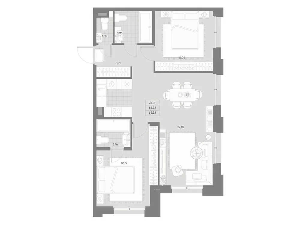 Продается 2-комнатная квартира, 65,3 м² - Фото 1