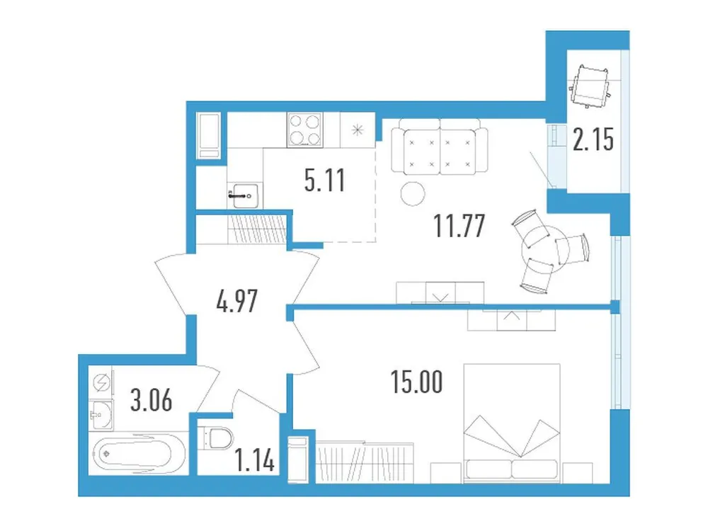 Продается 2-комнатная квартира, 42,8 м² - Фото 1