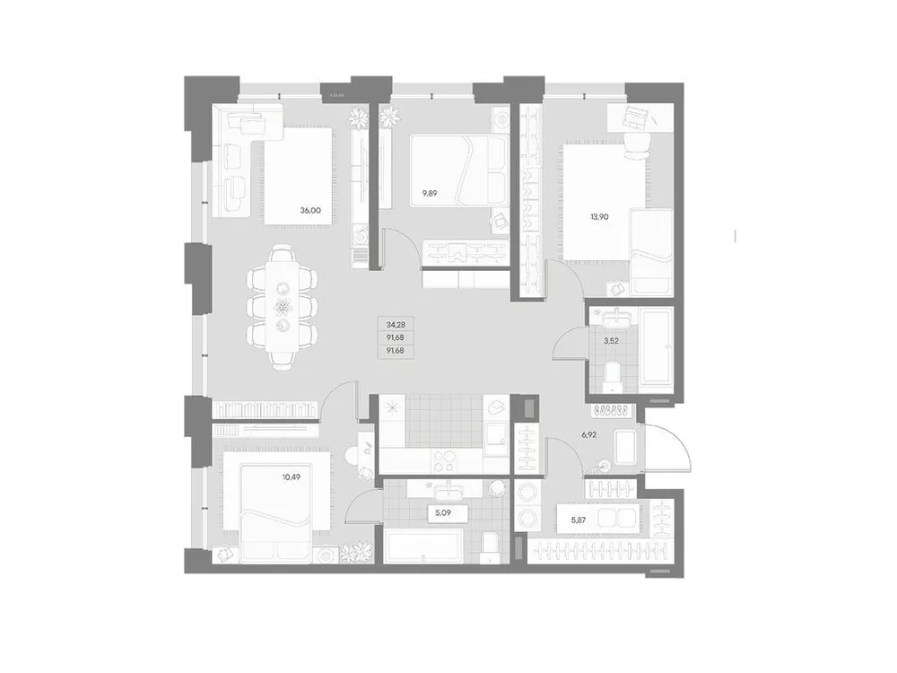 Продается 3-комнатная квартира, 91,7 м² - Фото 1