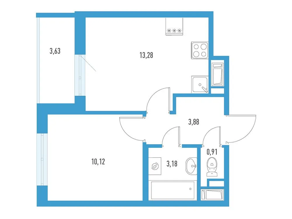 Продается 1-комнатная квартира, 33,2 м² - Фото 1