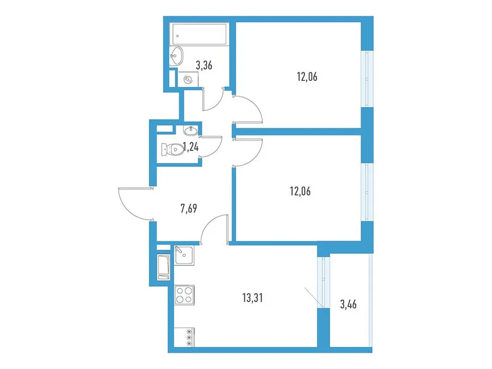 Продается 2-комнатная квартира, 51,5 м² - Фото 1