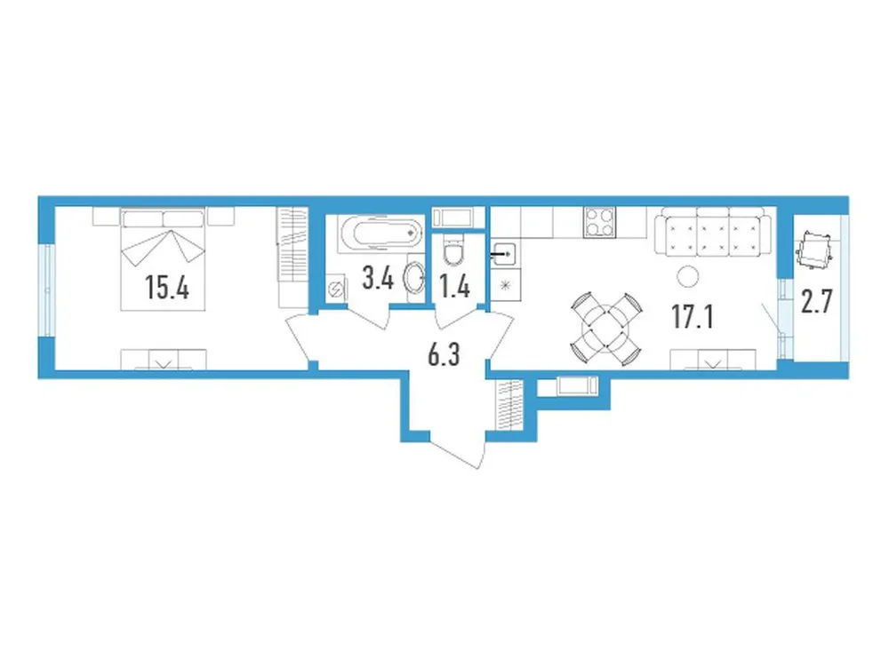 Продается 1-комнатная квартира, 45 м² - Фото 1