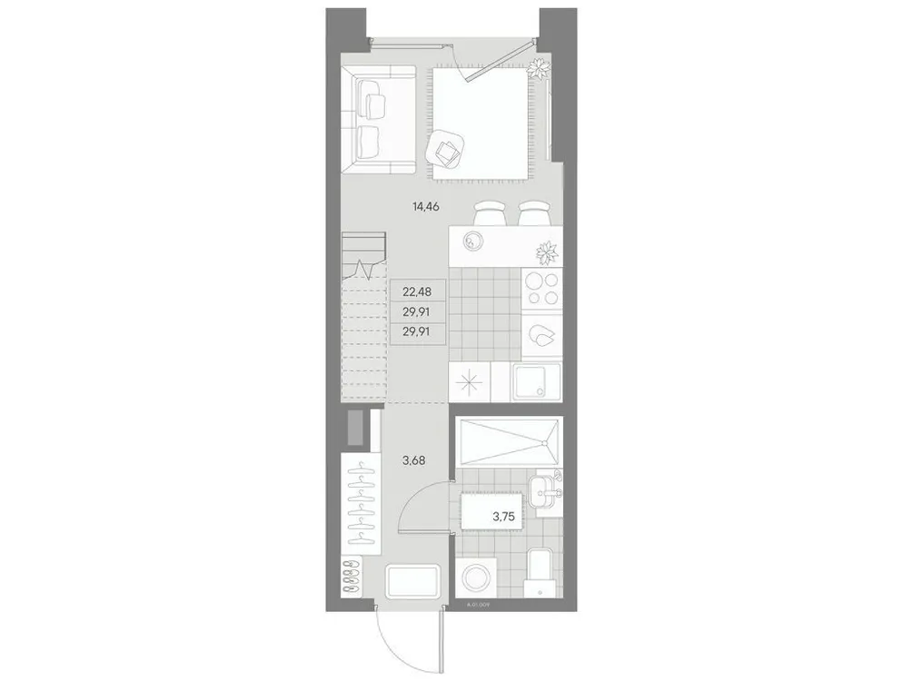 Продается 1-комнатная квартира, 29,9 м² - Фото 1