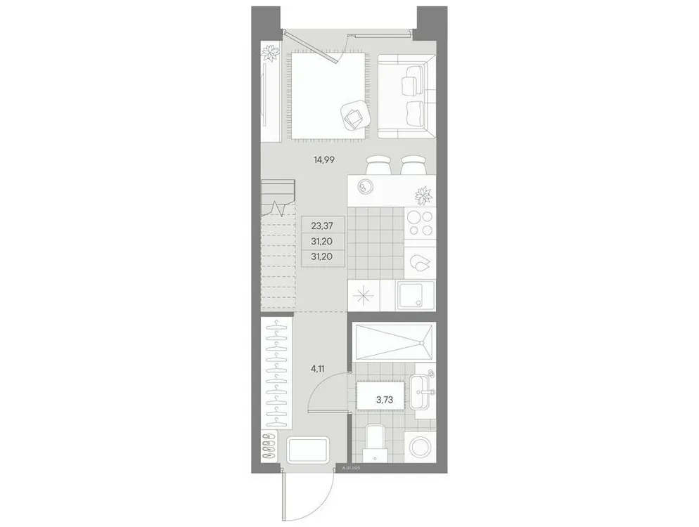 Продается 1-комнатная квартира, 31,2 м² - Фото 1