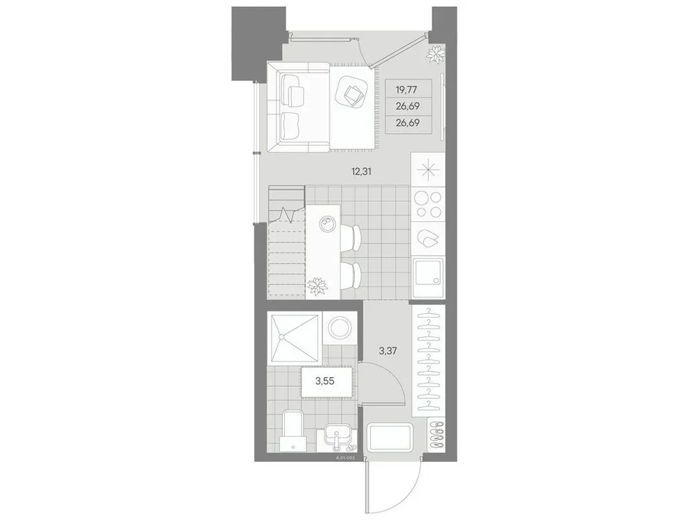 Продается 1-комнатная квартира, 26,7 м² - Фото 1