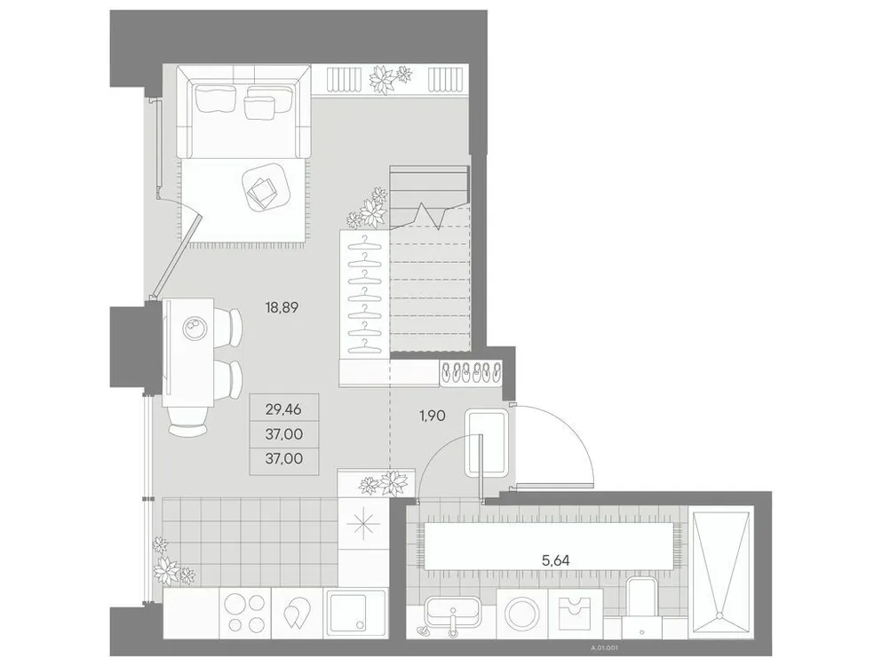 Продается 1-комнатная квартира, 37,5 м² - Фото 1