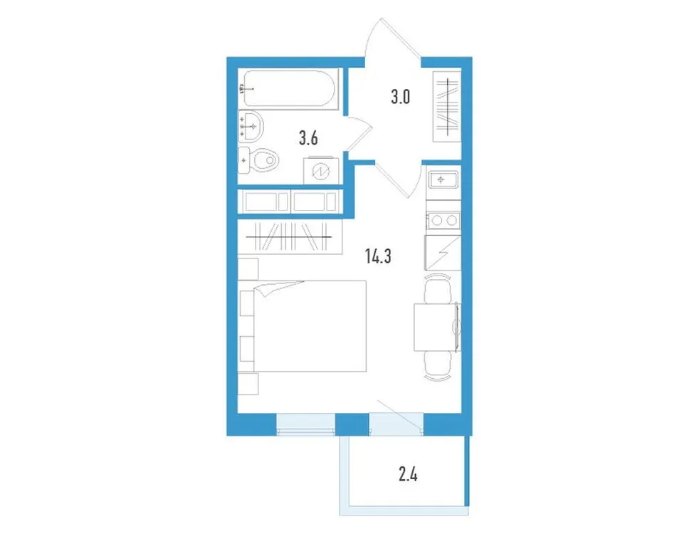 Продается студия, 21,6 м² - Фото 1