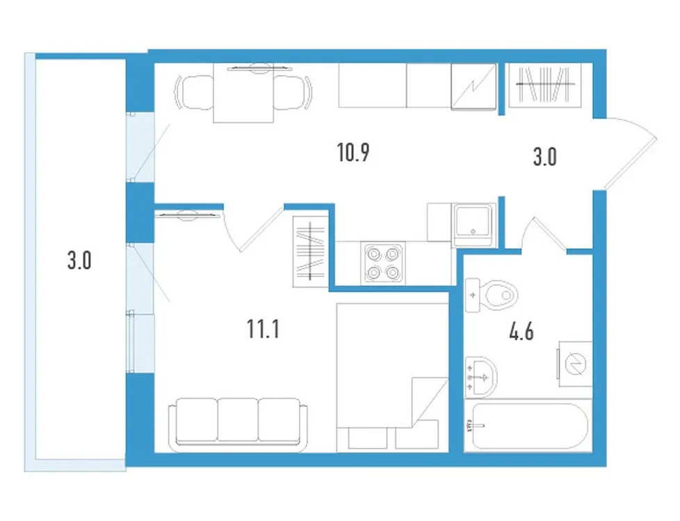 Продается 1-комнатная квартира, 31,6 м² - Фото 1