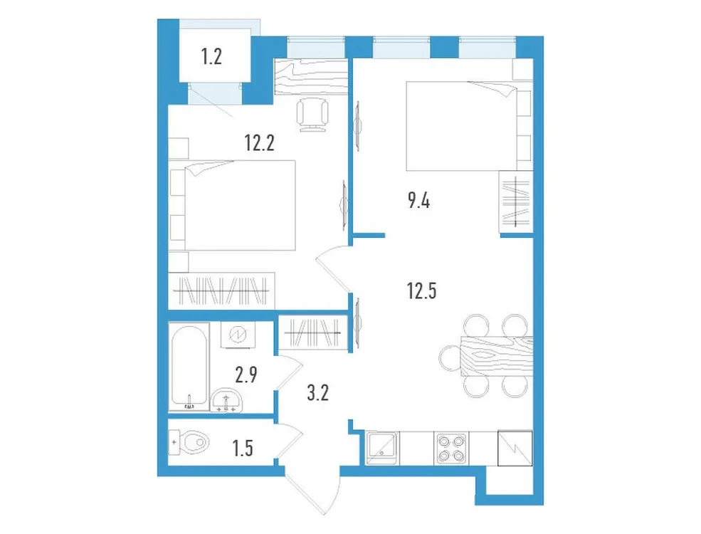Продается 2-комнатная квартира, 42,3 м² - Фото 1