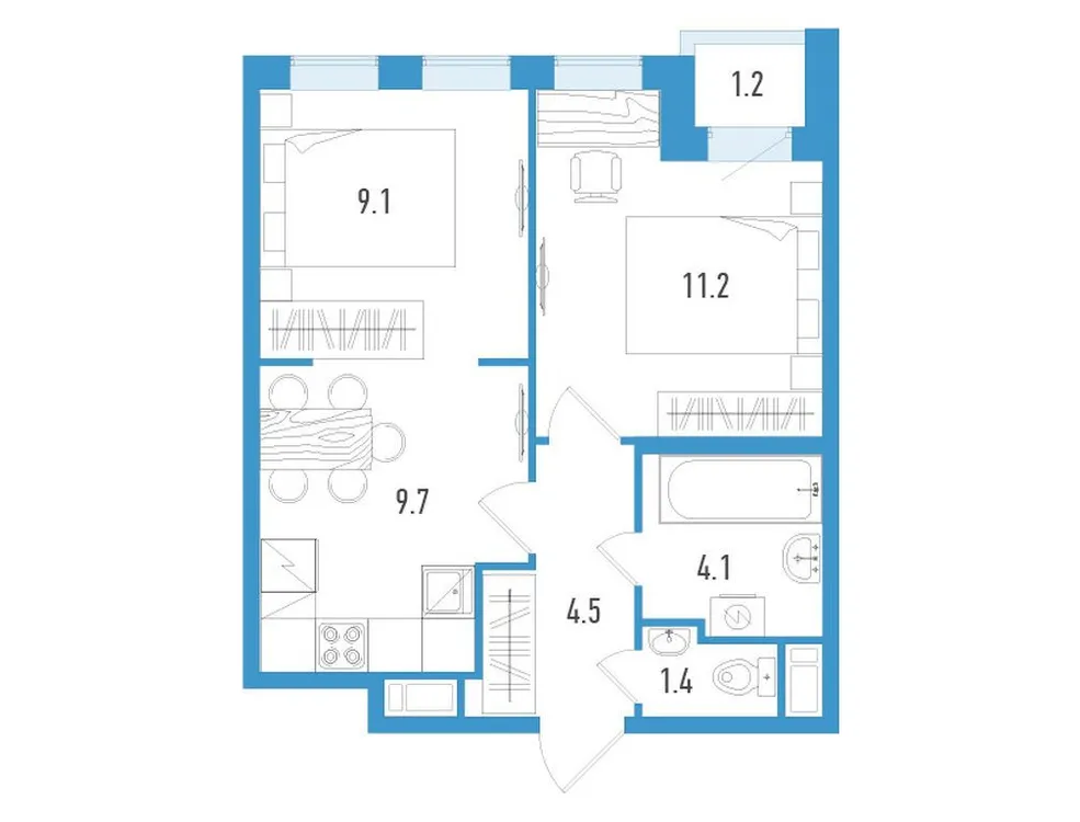 Продается 2-комнатная квартира, 40,6 м² - Фото 1