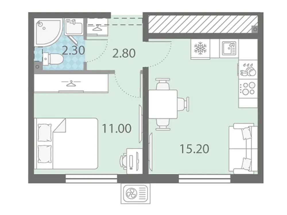 Продается 1-комнатная квартира, 31,3 м² - Фото 1