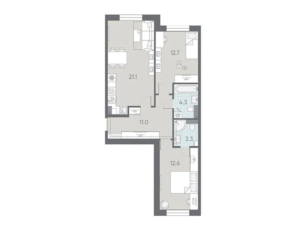 Продается 2-комнатная квартира, 65 м² - Фото 1