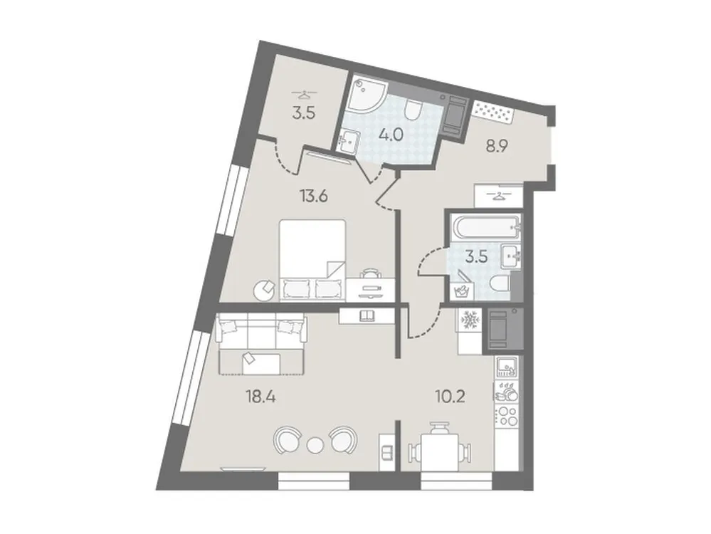 Продается 2-комнатная квартира, 62,1 м² - Фото 1