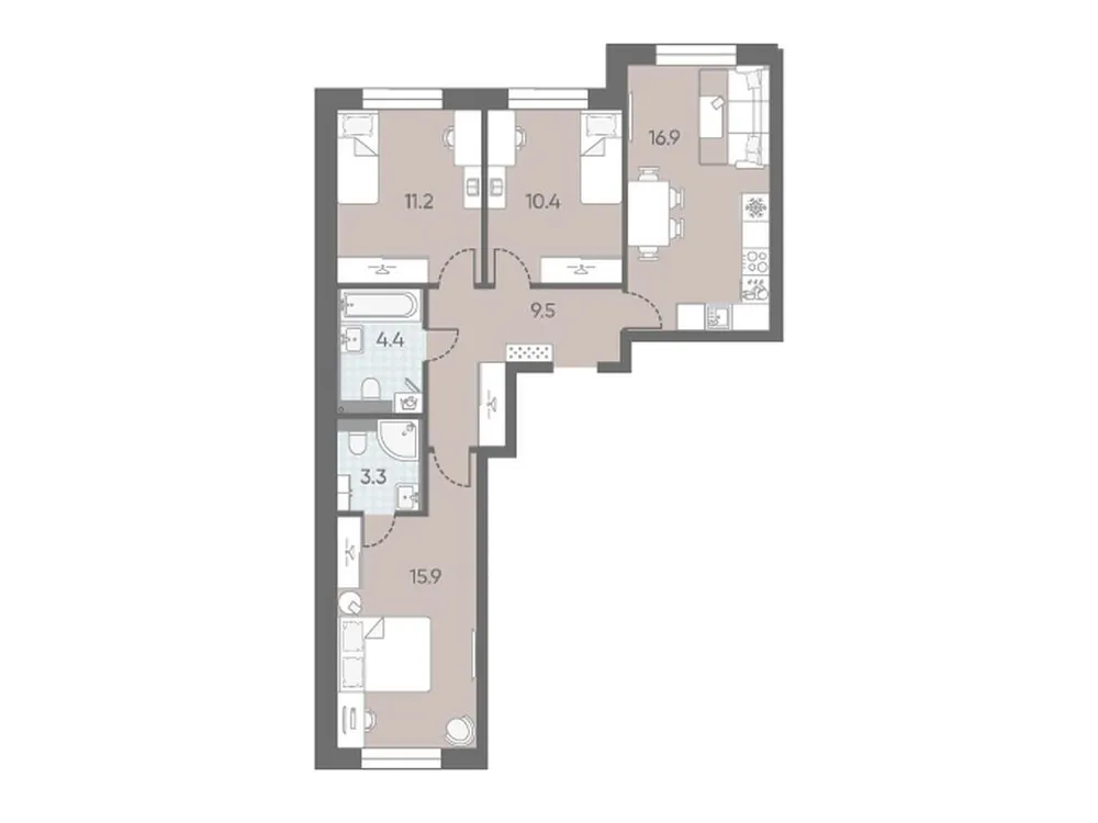 Продается 3-комнатная квартира, 71,6 м² - Фото 1