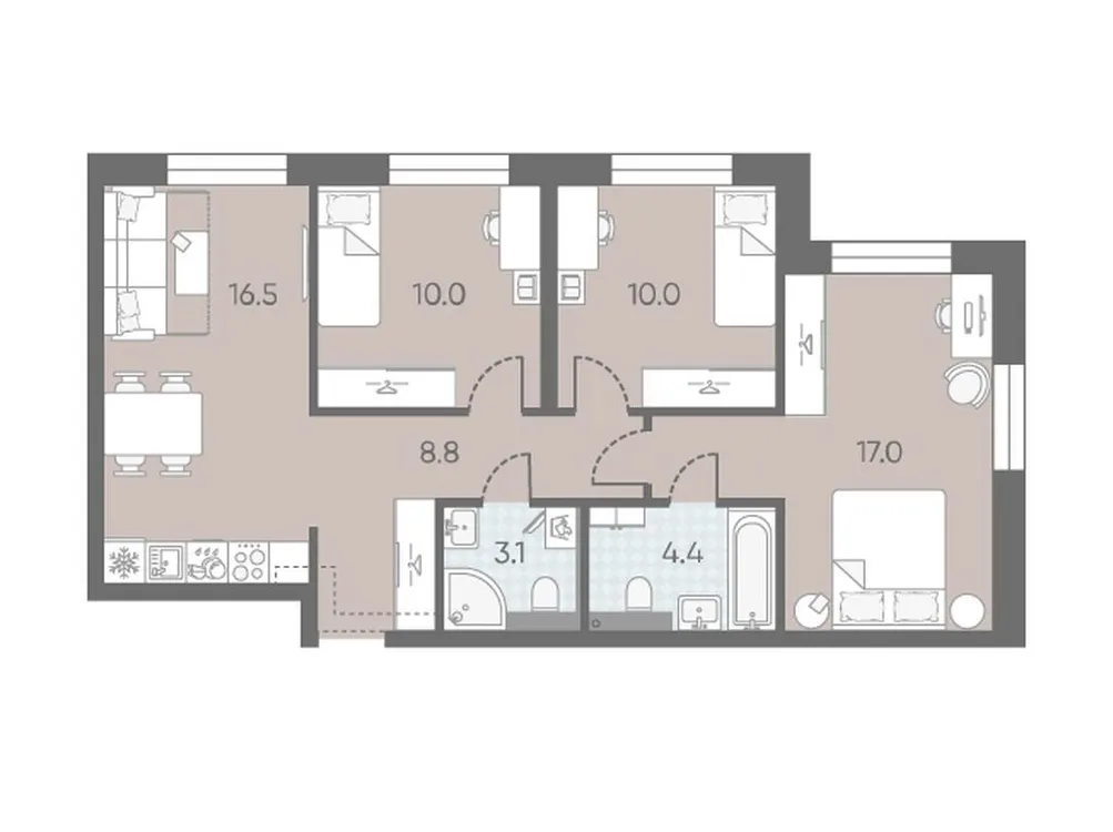 Продается 3-комнатная квартира, 69,8 м² - Фото 1