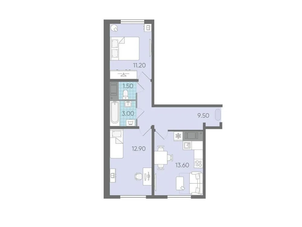 Продается 2-комнатная квартира, 51,4 м² - Фото 1